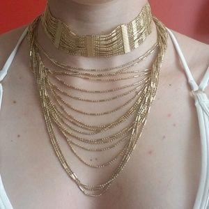 Egyptian style layered choker necklace